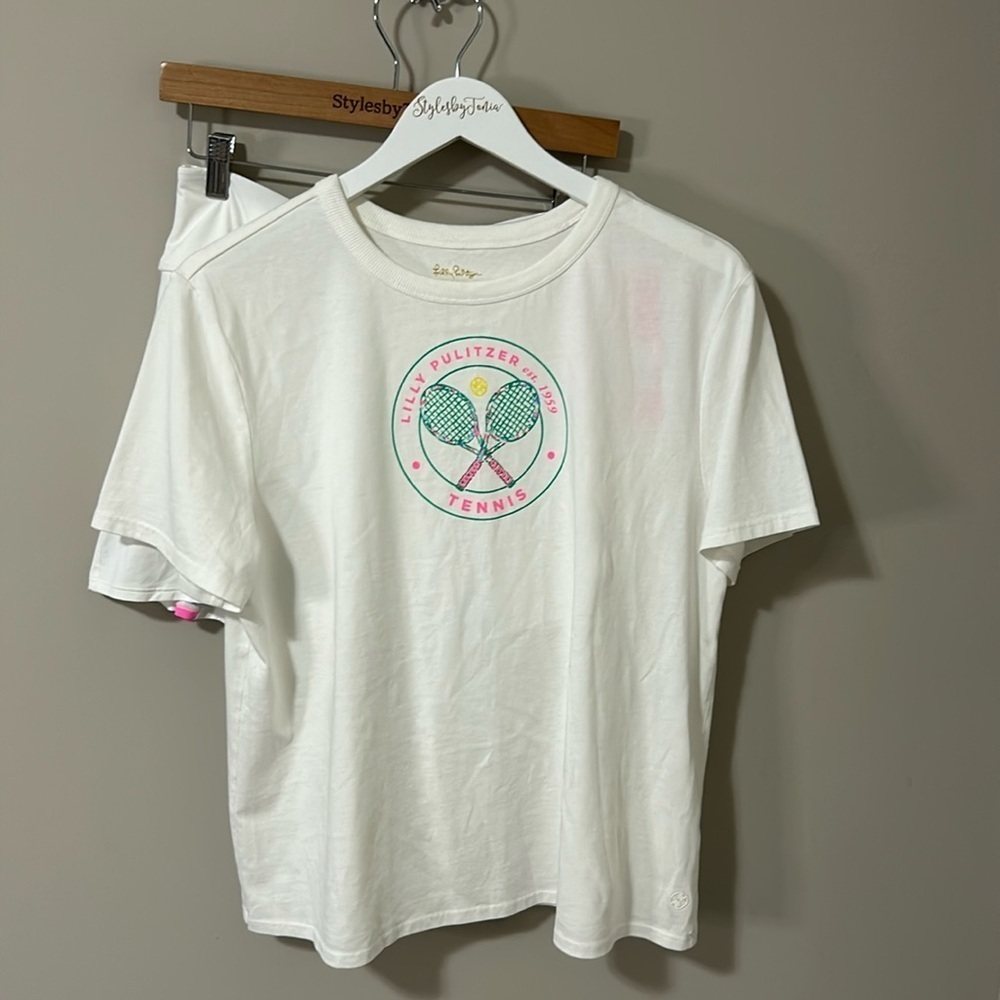Lilly Pulitzer Rally Tee Tennis Shirt AND Skort SET Holding Court Pickleball M